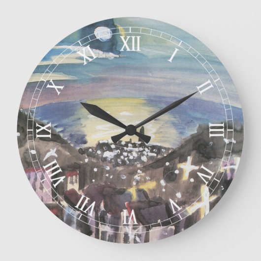 バルセロナアットナイトバイウォルター・グラマット ラージ壁時計 (正面)