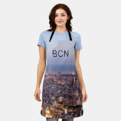バルセロナカタロニアサンセットスカイラインスペインシティスケープ エプロン (着用した状態)