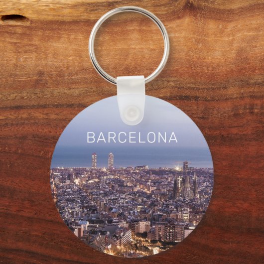 バルセロナカタロニアサンセットスカイラインスペインシティスケープ キーホルダー (正面)