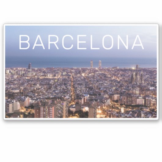 バルセロナカタロニアサンセットスカイラインスペインシティスケープ シール (正面)