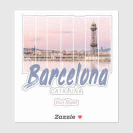 バルセロナカタロニアサンセットスカイラインスペインヴィンテージ シール