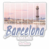 バルセロナカタロニアサンセットスカイラインスペインヴィンテージ シール (正面)