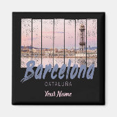 バルセロナカタロニアサンセットスカイラインスペインヴィンテージ マグネット (正面)