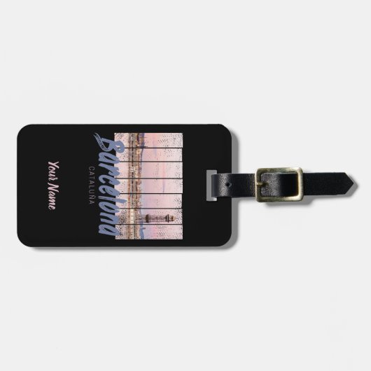 バルセロナカタロニアサンセットスカイラインスペインヴィンテージ ラゲッジタグ (正面横)