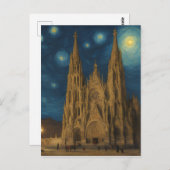 バルセロナカテドラルアットナイトバンゴッホスタイル ポストカード (正面/裏面)