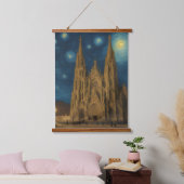 バルセロナカテドラルアットナイトバンゴッホスタイル 吊り下げ型タペストリー (寝室)