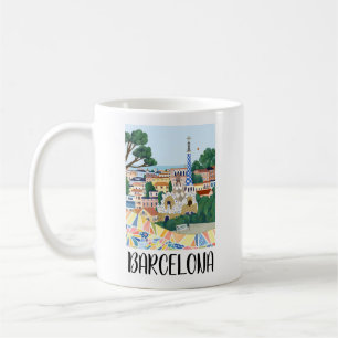 バルセロナカラフルスペインシティビュー コーヒーマグカップ