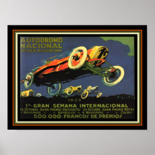 バルセロナカーレース1923広告12 x 16 ポスター