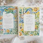 バルセロナガウディインスパイアモザイク結婚ス 招待状