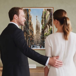 バルセロナサグラダデファミリアアートモダンポスター ポスター