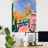 バルセロナサグラダファミリアとフォヴィストのスカイライン ポスター (ホームオフィス)
