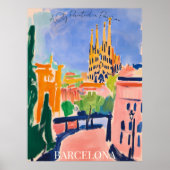 バルセロナサグラダファミリアとフォヴィストのスカイライン ポスター (正面)