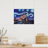 バルセロナサグラダファミリアスターリーナイト ポスター (キッチン)