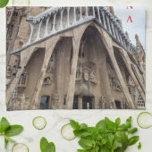 バルセロナサグラダファミリアビューティータオル キッチンタオル (折り畳み)