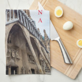 バルセロナサグラダファミリアビューティータオル キッチンタオル (四つ折り)