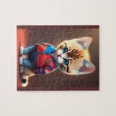 バルセロナサッカーチームTシャツがかわいい猫 ジグソーパズル (横)