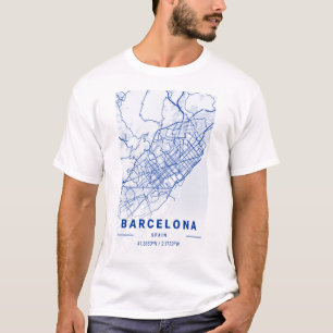 バルセロナシティマップブルー Tシャツ