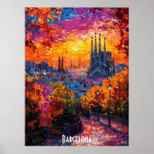 バルセロナスカイラインポスター – アイコニックスペインのシティアート ポスター (正面)