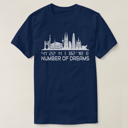 バルセロナスカイラインGPS座標シティ Tシャツ (デザイン正面)