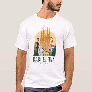 バルセロナスペインかわいい旅スペインの行ギフトシティラブ Tシャツ
