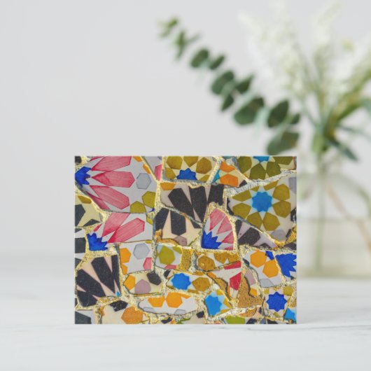 バルセロナスペインのパルクグエル陶磁器タイル ポストカード (スタンド正面)