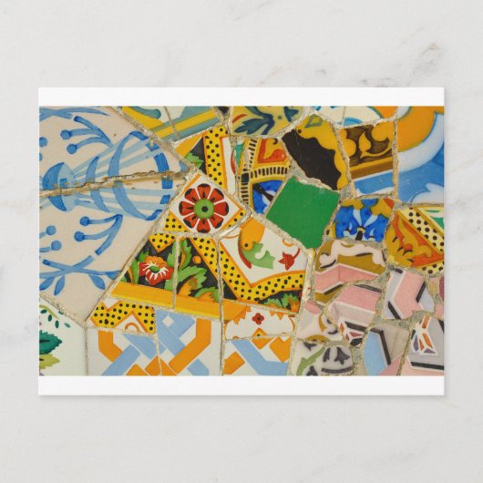 バルセロナスペインのパルクグエル黄色のセラミックタイル ポストカード (正面)