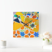 バルセロナスペインのパルク・グエル・セラミック・タイルズ スクエア壁時計 (ホーム)