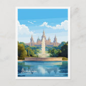 バルセロナスペインアートトラベルヴィンテージイラストレーション ポストカード (正面)