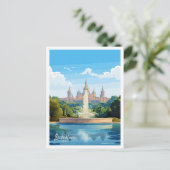 バルセロナスペインアートトラベルヴィンテージイラストレーション ポストカード (スタンド正面)