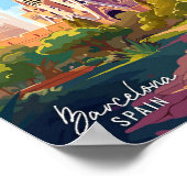 バルセロナスペインアートヴィンテージ旅行イラストレーション ポスター (角)