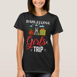 バルセロナスペインシティトリップスカイラインマップトラベル Tシャツ