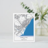 バルセロナスペインシティマップトラベルシンプルミニマル ポストカード (スタンド正面)