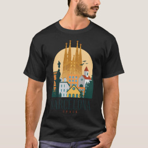 バルセロナスペインスカイラインシャツデザイン Tシャツ