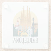 バルセロナスペインスカイラインヴィンテージ ガラスコースター (裏面)