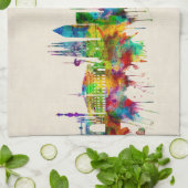 バルセロナスペインスカイライン キッチンタオル (折り畳み)