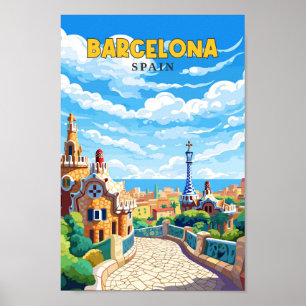 バルセロナスペイントラベルアートヴィンテージ ポスター