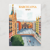 バルセロナスペイントラベルアートヴィンテージ ポストカード (正面)