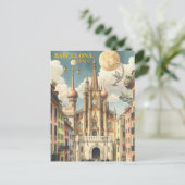 バルセロナスペイントラベルアートヴィンテージ ポストカード (スタンド正面)