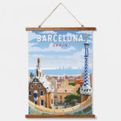 バルセロナスペイントラベルアートヴィンテージ 吊り下げ型タペストリー (正面)