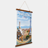 バルセロナスペイントラベルアートヴィンテージ 吊り下げ型タペストリー (傾斜あり)