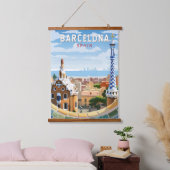 バルセロナスペイントラベルアートヴィンテージ 吊り下げ型タペストリー (寝室)