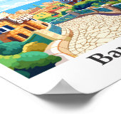 バルセロナスペイントラベルヴィンテージイラストレーション ポスター (角)