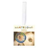 バルセロナスペインバケーショントラベルフォトクリスマス キューブオーナメント (正面)