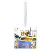 バルセロナスペインバケーショントラベルフォトクリスマス キューブオーナメント (右)