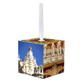 バルセロナスペインバケーショントラベルフォトクリスマス キューブオーナメント (裏面アングル)