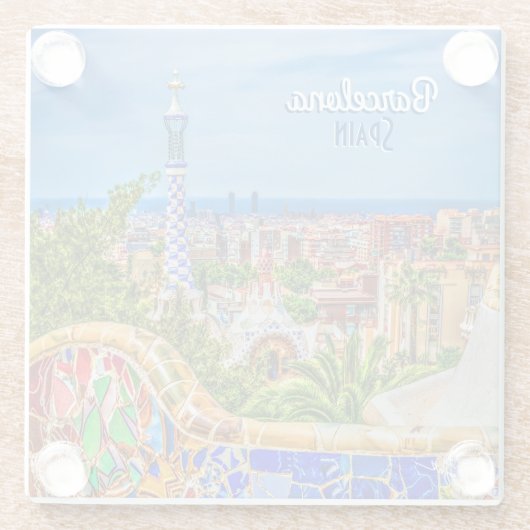 バルセロナスペインパークグエルヴィンテージトラベル ガラスコースター (裏面)