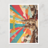 バルセロナスペインポップ・アートのアートトラベルイラストレーション ポストカード (正面)