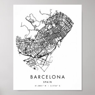 バルセロナスペインミニマルサモダンイクルサークル通りの地図 ポスター