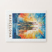 バルセロナスペインラサグラダファミリアトラベルアート ジグソーパズル (横)