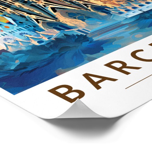 バルセロナスペインラサグラダファミリアトラベルアート ポスター (角)